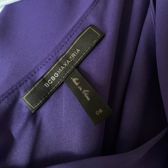 BCBG One-Shoulder Ruffled Purple Gown - Size 6 - Picture 6 of 6